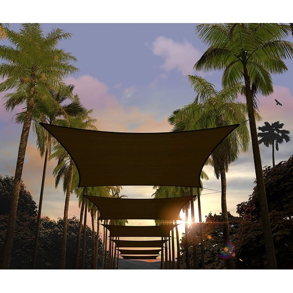 Amgo Custom Size 8' x 14' Brown Rectangle Square Sun Shade Sail UPF50+ AGTAPR0810, Order To Make Canopy Awning, 95% UV Blockage, Water & Air Permeable, Commercial and Residential (We Customize)