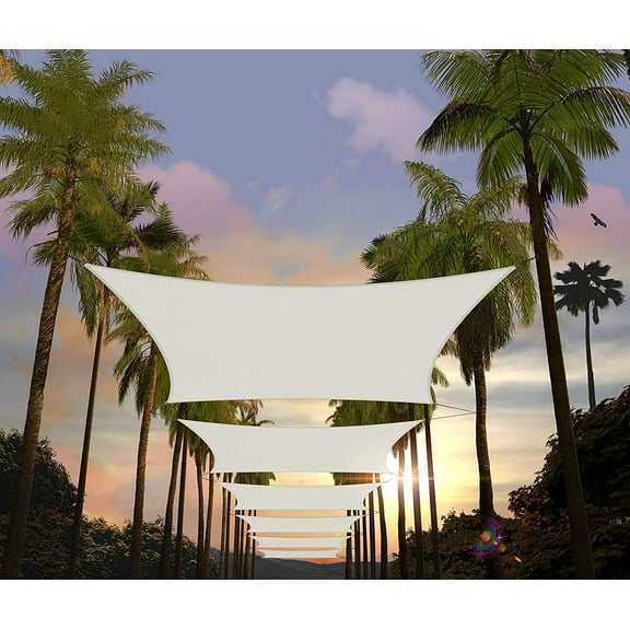Amgo Custom Size 8' x 8' White Rectangle Square Sun Shade Sail UPF50+ AGTAPR0810, Order To Make Canopy Awning, 95% UV Blockage, Water & Air Permeable, Commercial and Residential (We Customize)