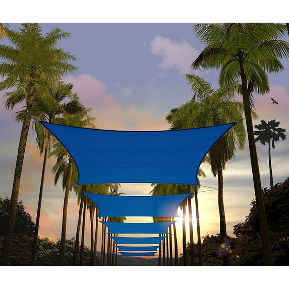 Amgo Custom Size 9' x 13' Blue Rectangle Square Sun Shade Sail UPF50+ AGTAPR0810, Order To Make Canopy Awning, 95% UV Blockage, Water & Air Permeable, Commercial and Residential (We Customize)