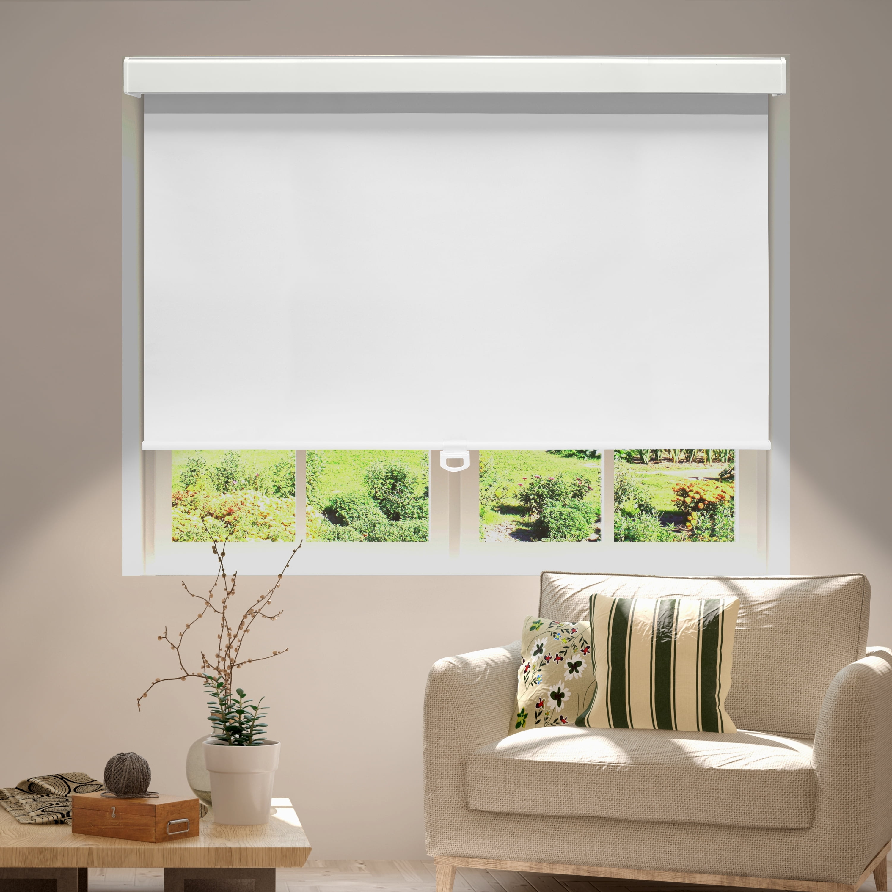 Amgo Free-Stop Cordless Blackout Roller Shades – Thermal-Insulated Easy Install Window Blinds for Home, Bedroom, Office & Door (White, 24" W x 72" H)
