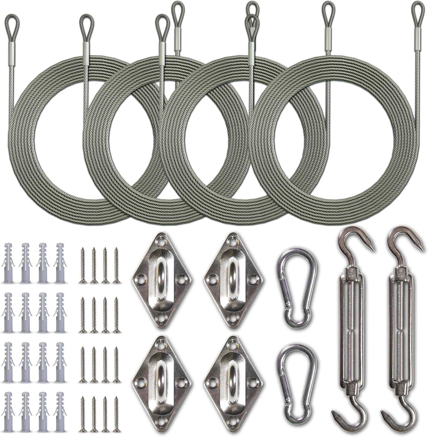Amgo Hardware-Kit Für Rechteckige Sonnensegel – 316 Edelstahl, 15,2 Cm Set Mit Kabel & Spannschlössern