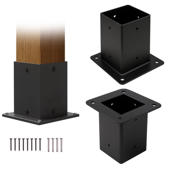 Amgo Pergola Brackets, 4"x4"Post Bracket, Post Base with Screws for Outdoor Pergola, Easy DIY Install, Heavy Duty Steel, Powder Coated Rustproof and Waterproof, 2 PACK