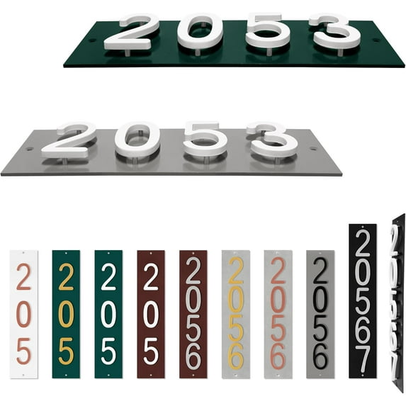 Amgo Personalized Floating House Numbers Address Street Sign Plaque in Vertical/Horizontal, Aluminum Modern Front Door Sign - Made In USA (Custom Plate & Fonts Colors/Numbers)
