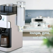 Amgo White 3.7" Wall-Mounted Cup Dispenser with Transparent Cover for Bathroom and Office Use