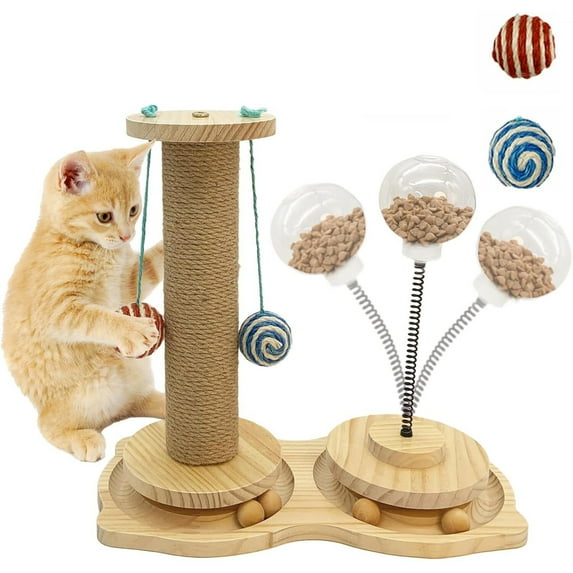 AmgoCat Scratching Post & Interactive Cat Toy Ball with 0.7 Inch Feeding Hole