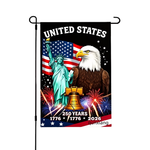 AmhNF United States 250 Years 1776 1776 2026 Liberty Statue Eagle American Flag Fireworks Garden Flag For Home Outdoor Garden Yard Decor 12x18 inch