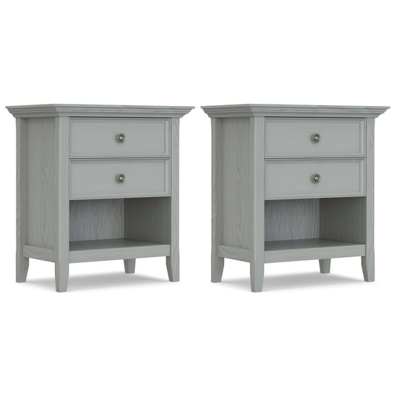 Amherst 24 inch Solid Wood Traditional Bedside Table in Fog Grey (Set of 2)