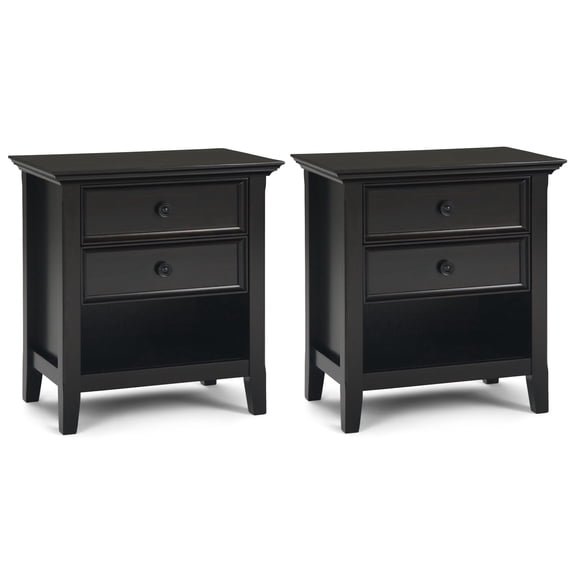 Simpli Home Amherst 24 inch Solid Wood Traditional Bedside Table in Hickory Brown (Set of 2)