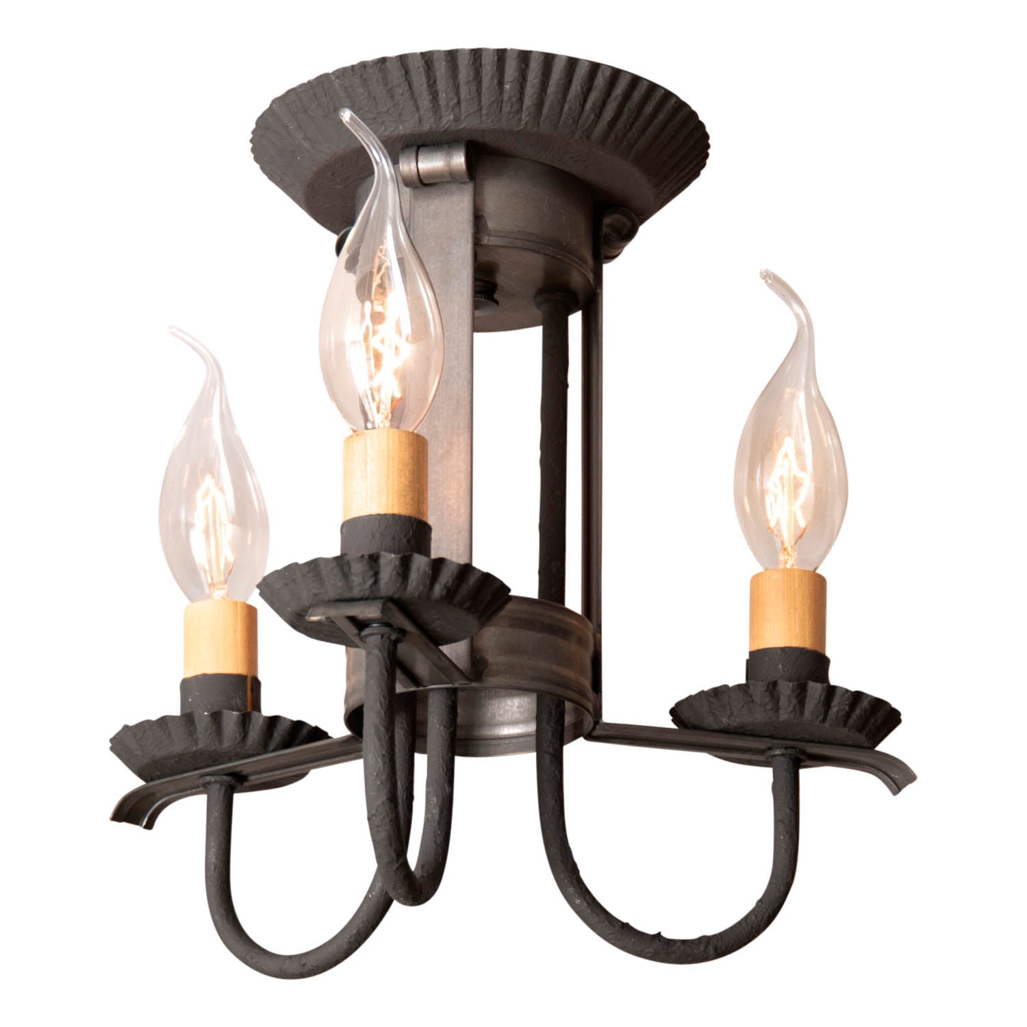 Irvins Country Tinware 3 Light Amherst Ceiling Light in Kettle Black