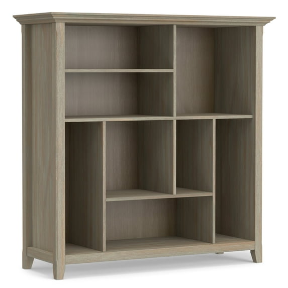 Simpli Home Amherst SOLID WOOD 44 inch x 44 inch Transitional Multi Cube Bookcase and Storage Unit in Distressed Grey