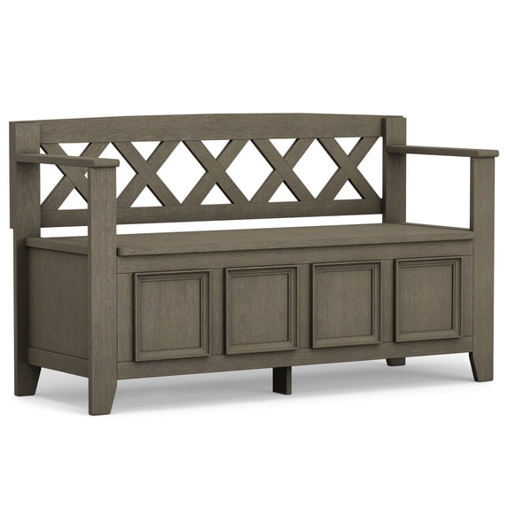 Amherst 48 inch Wide Solid Wood Transitional Entryway Bench in Farmhouse Grey