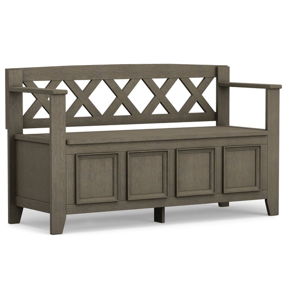 Simpli Home Amherst 48 inch Wide Solid Wood Transitional Entryway Bench in Farmhouse Grey