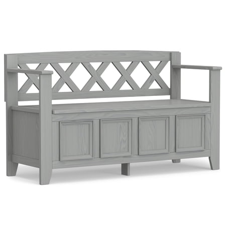 Simpli Home Amherst 48 inch Wide Solid Wood Transitional Entryway Bench in Fog Grey