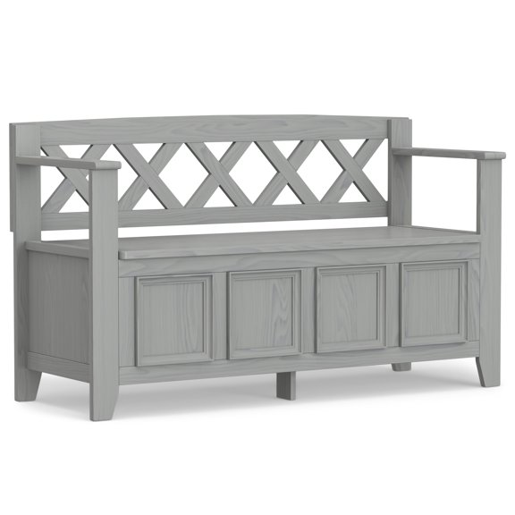 Amherst 48 inch Wide Solid Wood Transitional Entryway Bench in Fog Grey