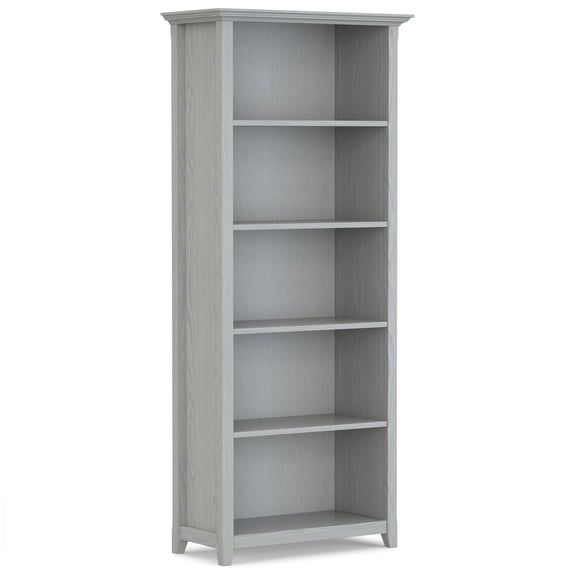 Amherst 30 inch Wide Solid Wood Transitional 5 Shelf Bookcase in Fog Grey