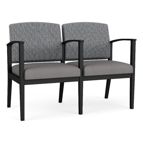 Amherst Steel Reception 2 Seat Tandem Seating / Black Steel / Gray / Gray