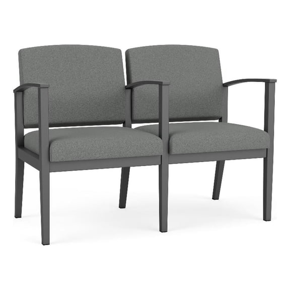 Amherst Steel Reception 2 Seat Tandem Seating / Charcoal Steel / Light Gray