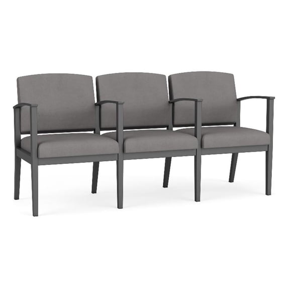 Amherst Steel Reception 3 Seat Tandem Seating / Charcoal Steel / Light Gray