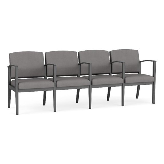 Amherst Steel Reception 4 Seat Tandem Seating / Charcoal Steel / Light Gray