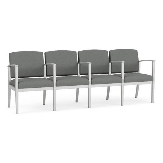 Amherst Steel Reception 4 Seat Tandem Seating / Silver Steel / Light Gray