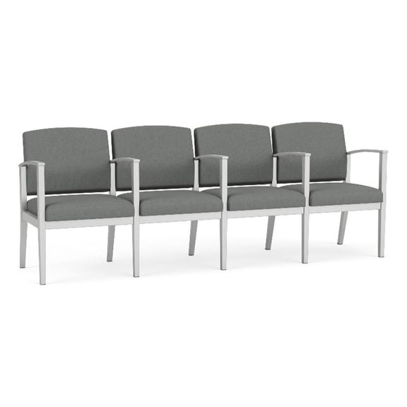 Amherst Steel Reception 4 Seat Tandem Seating / Silver Steel / Light Gray