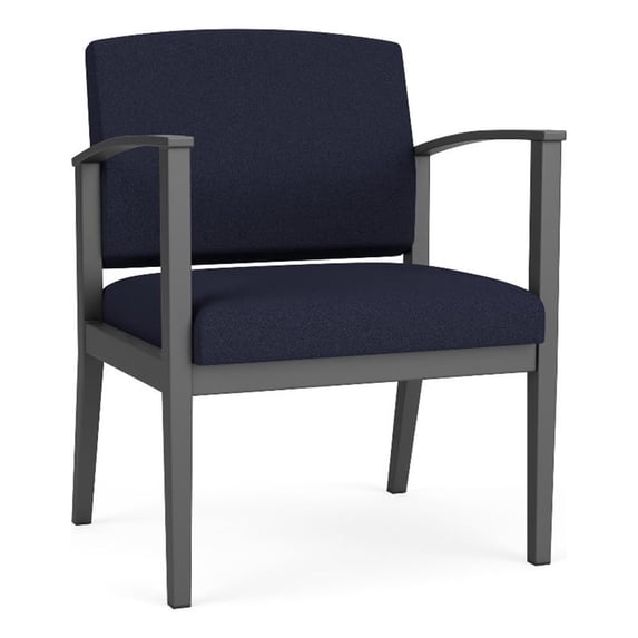 Amherst Steel Reception Oversize Guest Chair / Charcoal Steel / Navy Blue