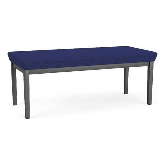 Amherst Steel Reception Waiting 18.5" 2 Seat Bench / Charcoal Steel / Blue