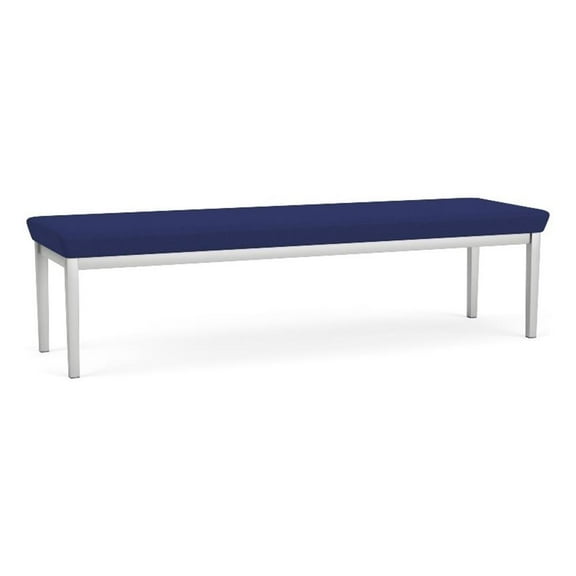 Amherst Steel Reception Waiting 18.5" 3 Seat Bench / Silver Steel / Blue