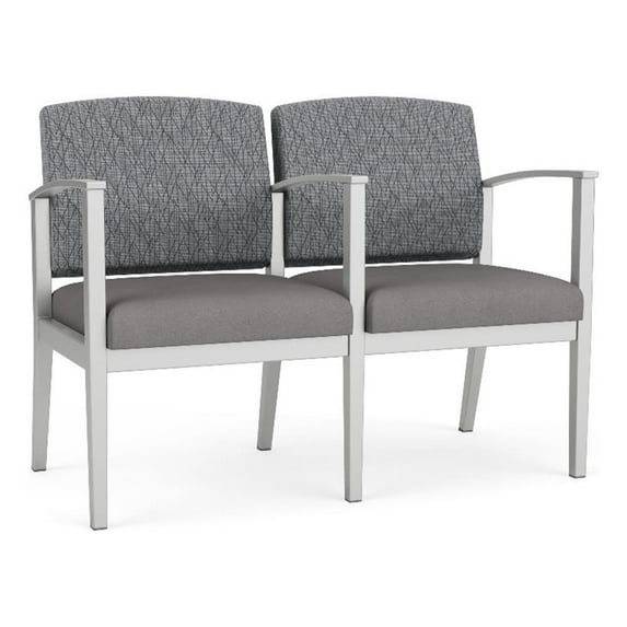 Amherst Steel Reception 2 Seat Tandem Seating / Silver Steel / Gray / Gray