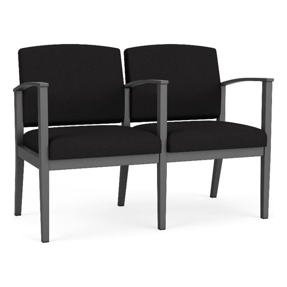 Amherst Steel Reception Waiting 2 Seat Tandem Seating / Charcoal Steel / Black