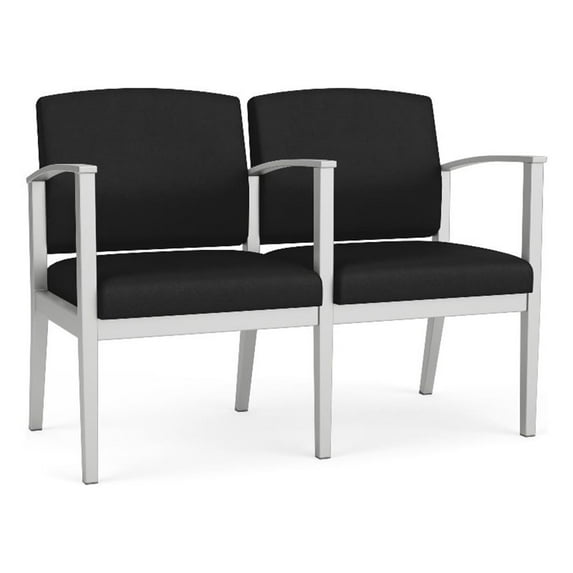 Amherst Steel Reception Waiting 2 Seat Tandem Seating / Silver Steel / Black