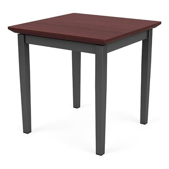 Amherst Steel Reception Waiting 20" End Table / Charcoal Steel / Mahogany