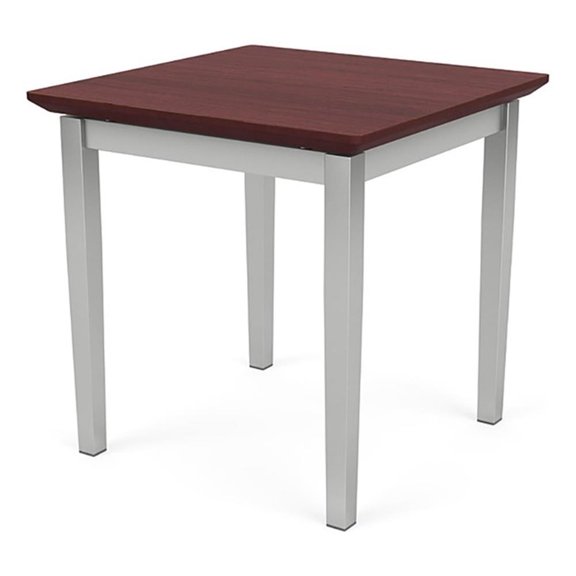 Amherst Steel Reception Waiting 20" End Table / Silver Steel / Mahogany