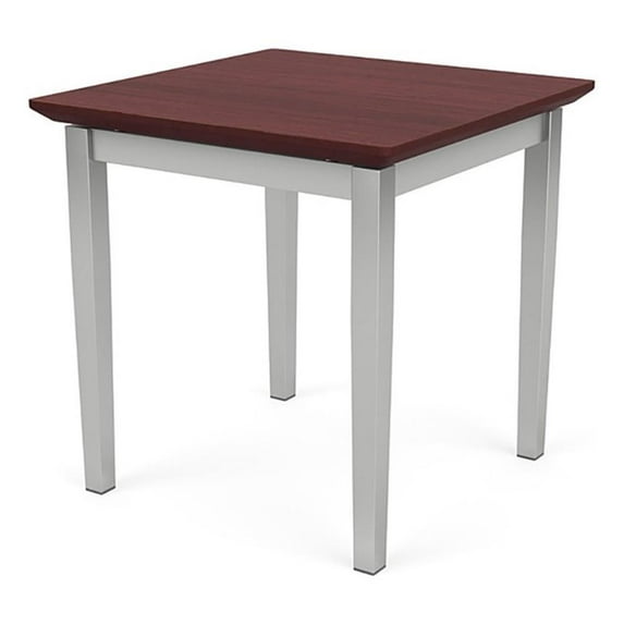 Amherst Steel Reception Waiting 20" End Table / Silver Steel / Mahogany