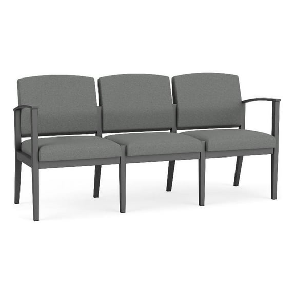 Amherst Steel Reception Waiting 3-Seat Chair / Charcoal Steel / Light Gray