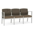 thumbnail image 1 of Amherst Steel Reception Waiting 3-Seat Chair / Silver Steel / Brown / Brown, 1 of 3