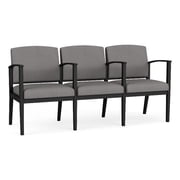 Amherst Steel Reception Waiting 3 Seat Tandem Seating / Black Steel / Light Gray