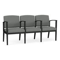 Amherst Steel Reception Waiting 3 Seat Tandem Seating / Black Steel / Light Gray