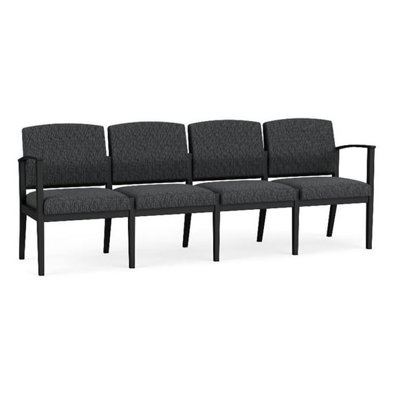 Amherst Steel Reception Waiting 4-Seat Chair / Black Steel / Dark Gray