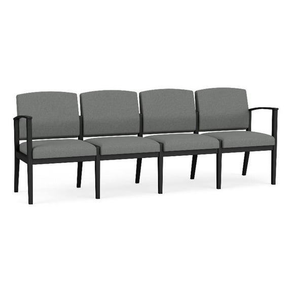 Amherst Steel Reception Waiting 4-Seat Chair / Black Steel / Light Gray