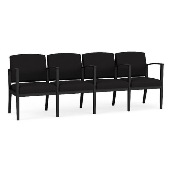Amherst Steel Reception Waiting 4 Seat Tandem Seating / Black Steel / Black