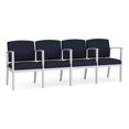 thumbnail image 1 of Amherst Steel Reception Waiting 4 Seat Tandem Seating / Silver Steel / Navy Blue, 1 of 3