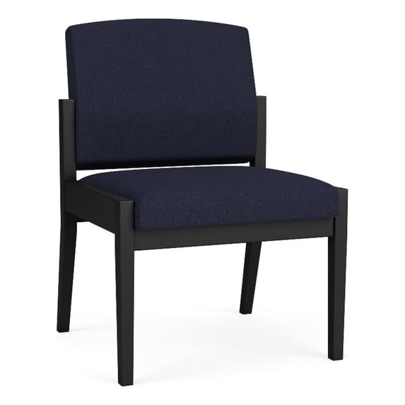 Amherst Steel Reception Waiting Armless Guest Chair / Black Steel / Navy Blue