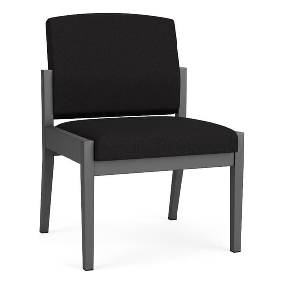 Amherst Steel Reception Waiting Armless Guest Chair / Charcoal Steel / Black