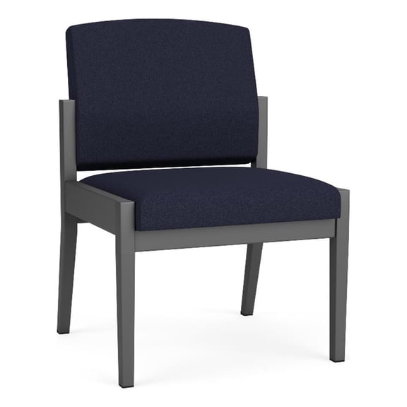 Amherst Steel Reception Waiting Armless Guest Chair / Charcoal Steel / Navy Blue