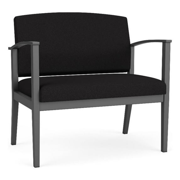 Amherst Steel Reception Waiting Bariatric Chair / Charcoal Steel / Black