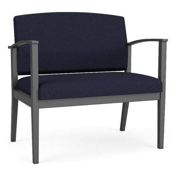 Amherst Steel Reception Waiting Bariatric Chair / Charcoal Steel / Navy Blue