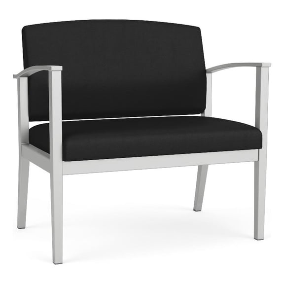 Amherst Steel Reception Waiting Bariatric Chair / Silver Steel / Black