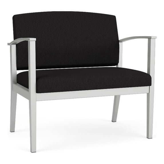 Amherst Steel Reception Waiting Bariatric Chair / Silver Steel / Black