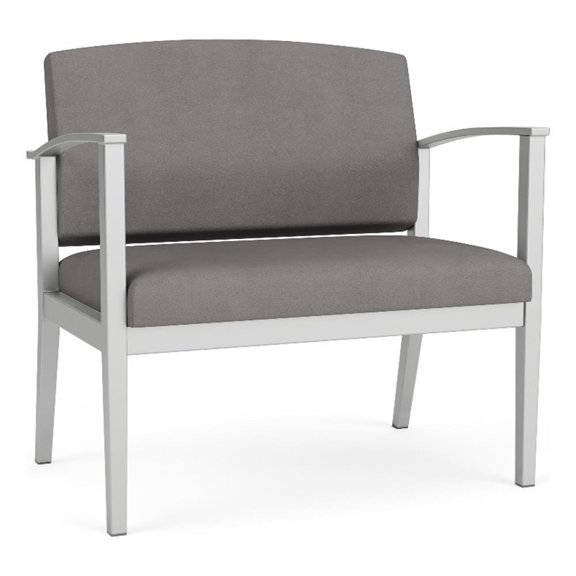 Amherst Steel Reception Waiting Bariatric Chair / Silver Steel / Light Gray